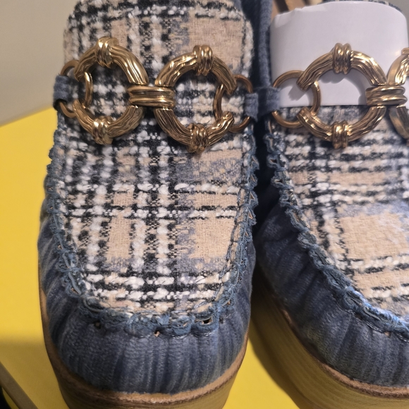 Circus by Sam Edelman Corduroy Blue and Brown Heeled Loafers - Picture 8 of 10